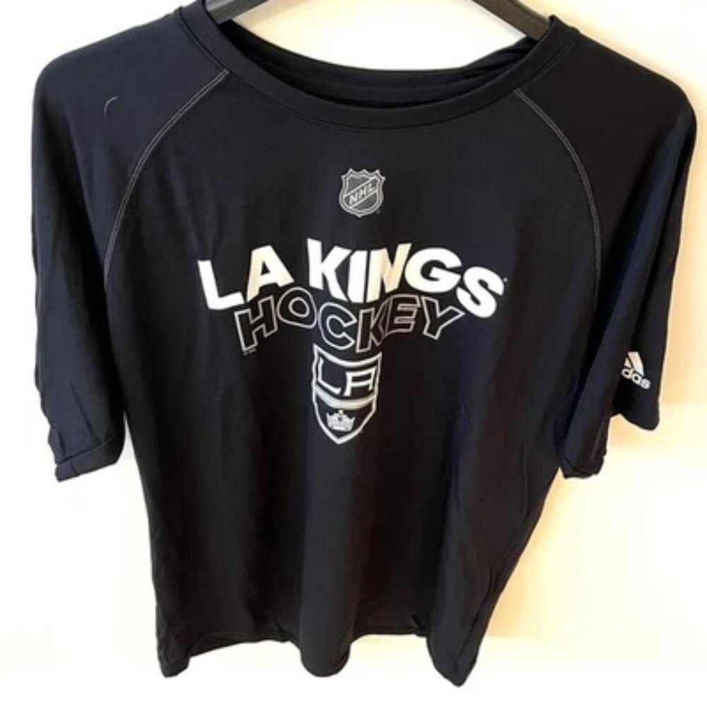 Men's Adidas Climalite LA Kings NHL Black Tee Shirt Size Large